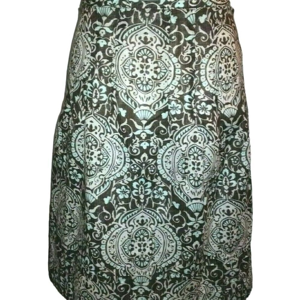 Ann Taylor Petite Womens Skirt Size 0P Lined Side Zipper Flared Brown Paisley